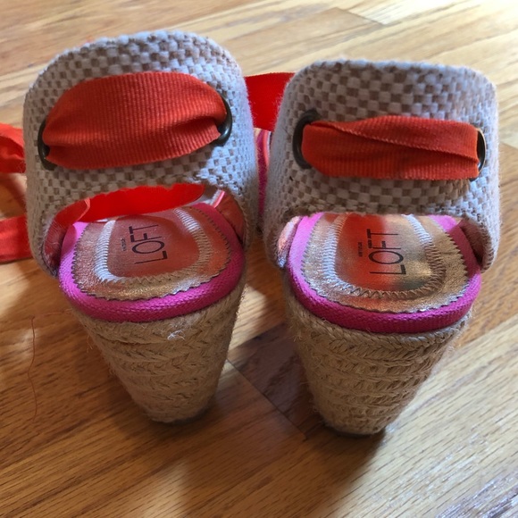 Ann Taylor Loft Tie Peeptoe Wedges - Picture 5 of 8